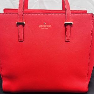 Large Kate Spade New York Tote Handbag RED Leather